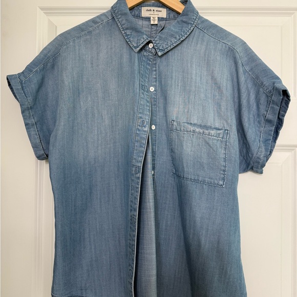 Blue Denim Short Sleeve Shirt - Picture 1 of 8